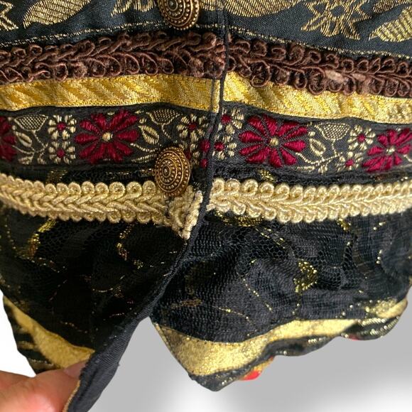 Vintage Contempo Casuals Tapestry Waistcoat Vest Black Gold Red Purple Cropped - Picture 3 of 12